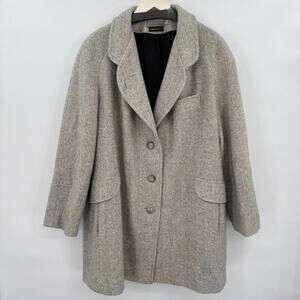 Women's Liz Baker Vintage Wool Blend Herringbone Gray Coat 22W